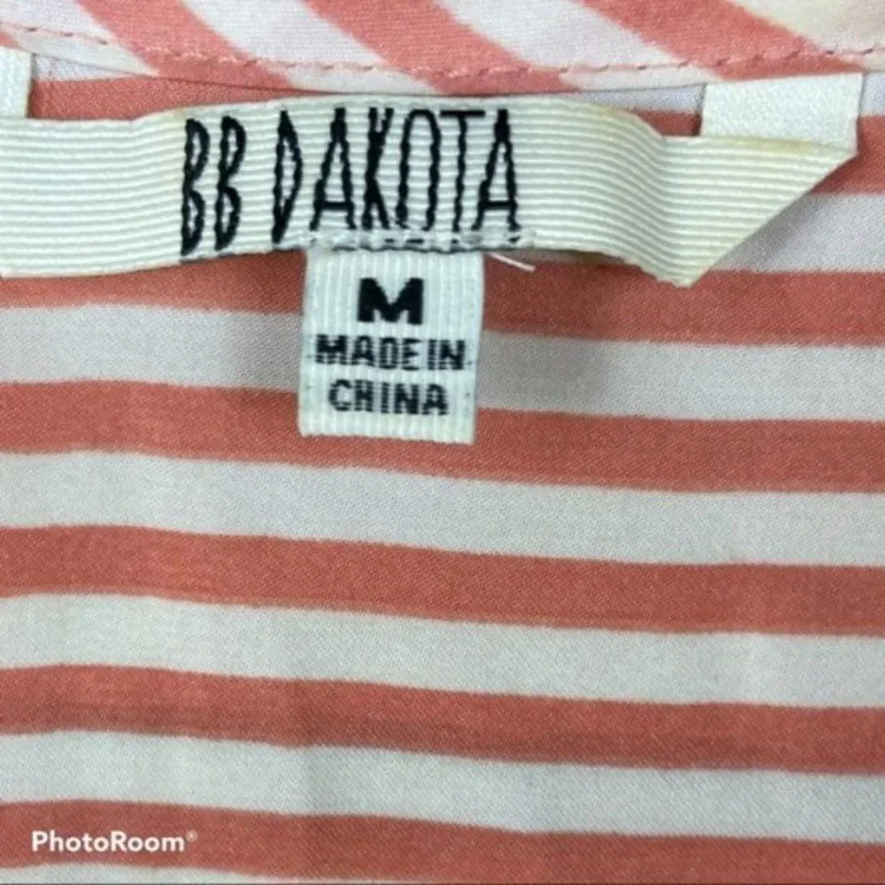 BB DAKOTA striped coral 2 in 1 tank shift summer dress - Picture 4 of 8